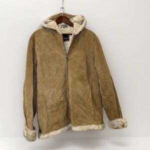 Adler Collection Faux Shearling Coat Sz XL Women's Tan Suede Sherpa Lined